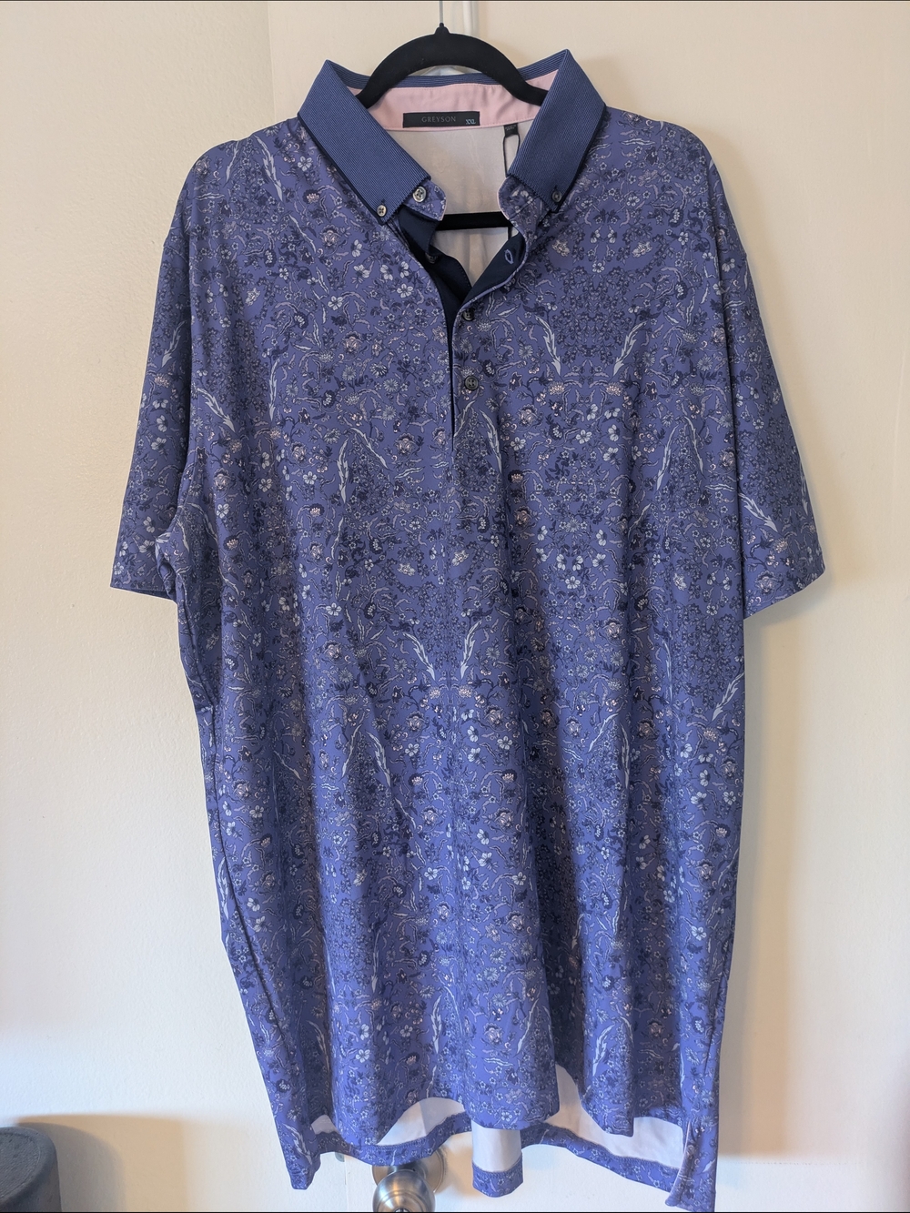 Greyson Men's Purle Paisley Polo with Contrast Collar- XXL (NWT)